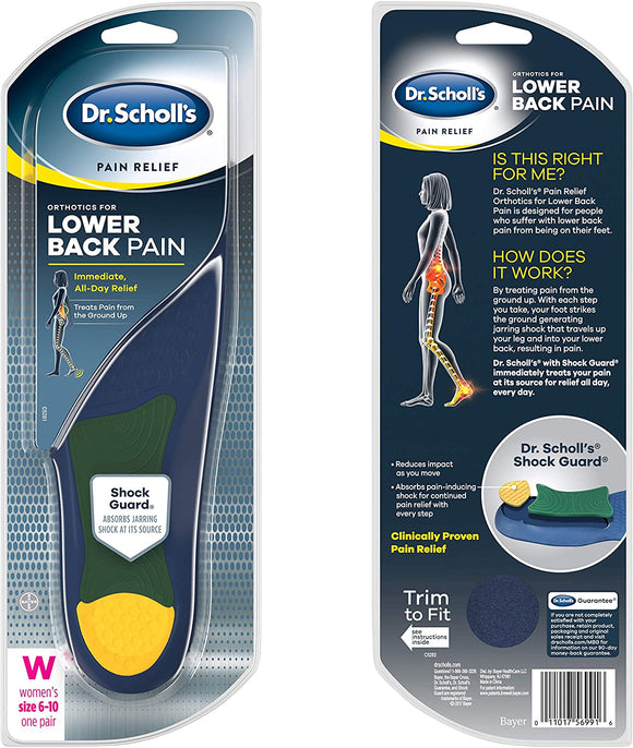 Dr Scholl's Brand Pain Relief Orthotics Lower Back Pain, Women's Size: 6-10, One Pair  女士腰部疼痛缓解鞋垫 (尺碼: 6-10) 1双
