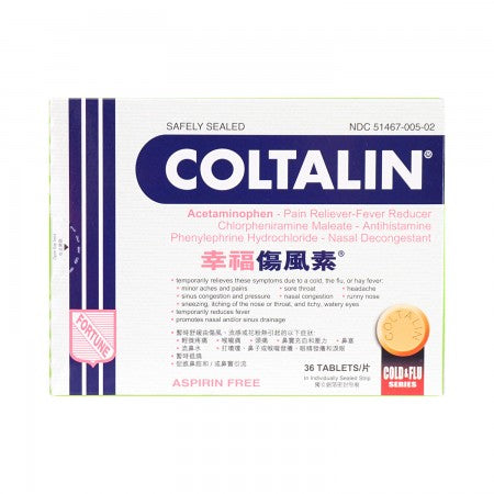Fortune COLTALIN Cold & Flu Formula 36 Tablets (GREEN Box)