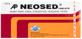 AP Neosed Brand For Runny Nose, Nasal Congestion, Headache, Fever, 15 Tablets  樂信感冒灵 15片