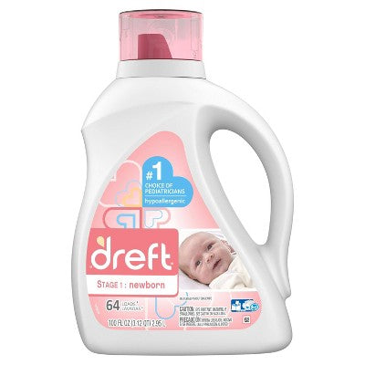Dreft Brand Stage 1: Newborn Baby Liquid Laundry Detergent, 64 Loads, 100 Fl oz  初生嬰兒液態洗衣液