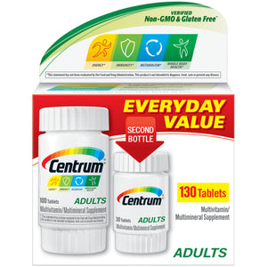 Centrum Brand Adults Multivitamin/Multimineral Supplement Tablets, 130 Tablets  成人多種維生素/多種礦物質補充片, 130片裝