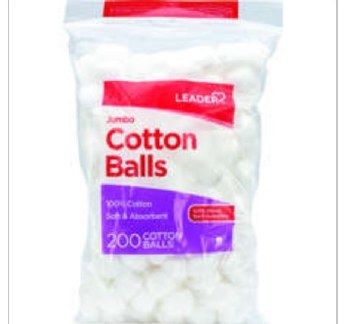 Leader Brand Jumbo Cotton Balls, 100% Cotton Soft & Absorbent, 200 Cotton Balls  棉球 200個