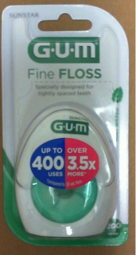 GUM Brand Fine Floss Mint Waxed, Specially Designed For Tightly Spaced Teeth 200 Yd  牙線 含口香糖薄荷蠟線 200碼