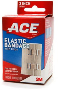 ACE Brand 3M Elastic Bandage With Clips, Customized Compression, 3 IN x 63.6 IN, 1 Roll 彈性繃帶, 帶夾子, 可自定壓縮 3英寸