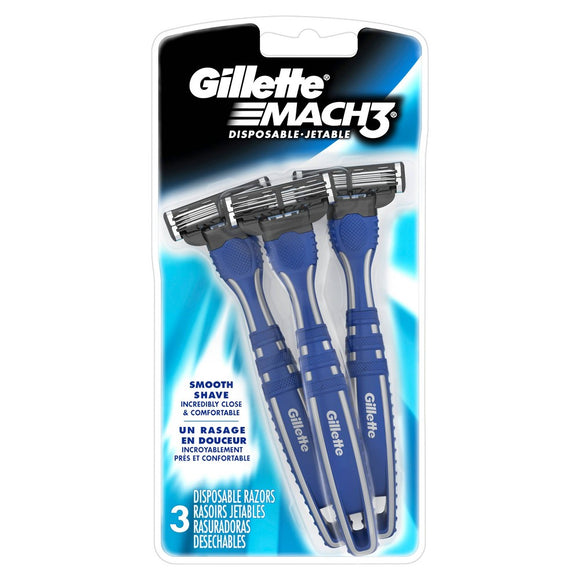 Gillette Brand Mach3 Men's Disposable Razors for Smooth Shave, 3 Pcs  吉列牌 男士一次性剃須刀 3件裝