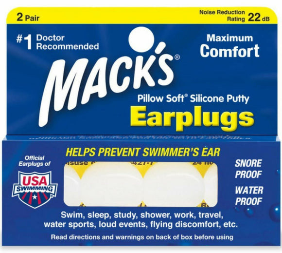 Mack's Brand Pillow Soft Earplugs White, Snore & Water Proof 2 Pairs  柔軟耳塞白色, 防鼾＆防水 2對
