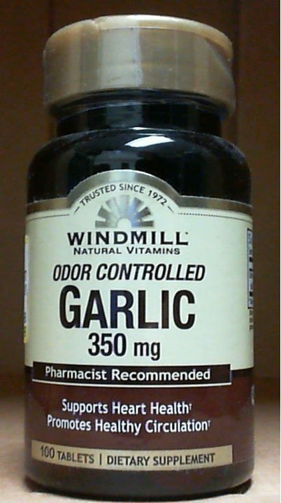 Windmill Brand GARLIC 350 mg ODOR Controlled, 100 Tablets  大蒜精胶囊, 控制氣味 100粒装