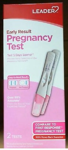 Leader Brand Early Result Pregnancy Test, 2 Tests  驗孕棒, 早期結果