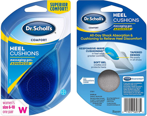 Dr Scholl's Brand Heel Cushions with Massaging Gel Advanced, Women's Size: 6-10, One Pair  高跟鞋凝膠按摩墊 (尺碼: 6-10) 1對