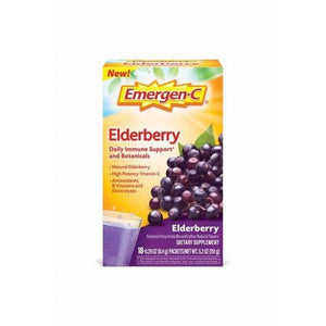 Emergen-C Brand Vitamin C, Elderberry, Daily Immune Support & Botanicals, Elderberry Flavors, 18 Packets  維生素C, 藍莓味 18包裝