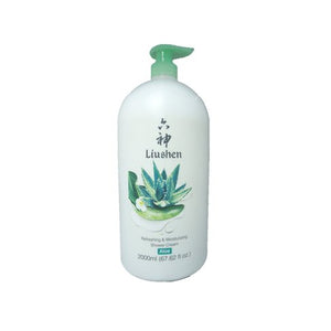 LiuShen Brand ALOE, Refreshing & Moisturizing Shower Cream (2000 mL/ 67.62 Fl oz)  六神 蘆薈保濕沐浴露 2000毫升
