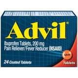 Advil Brand Pain Reliever/Fever Reducer Coated Tablet, 200mg -24 ct 布洛芬退烧止痛感冒药 24粒