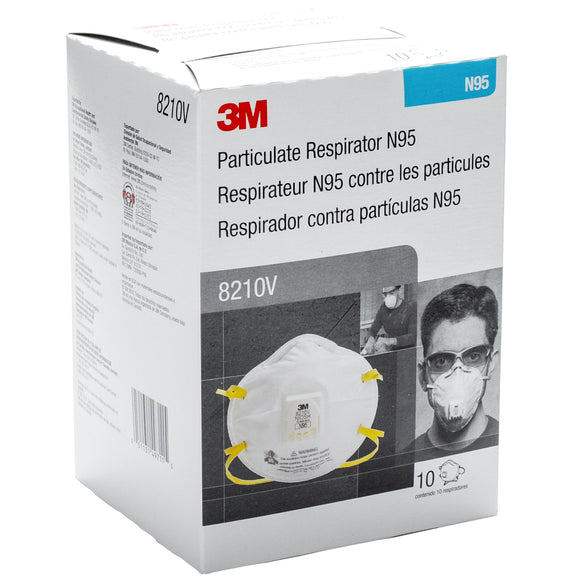 3M Brand N95 Particulate Respirator 8210V, Respiratory Protection, 10 Pcs/Box.  3M N95 呼吸防護口罩
