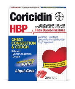 BAYER CORICIDIN HBP CHEST & COUGH 20 SOFTGELS