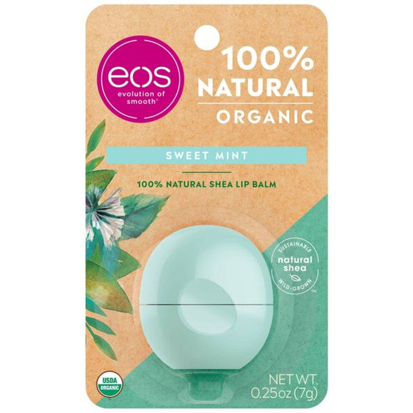 eos Brand 100% Natural & Organic Lip Balm Sphere - Sweet Mint 0.25 oz (7g)  100％天然和有機潤唇膏-甜薄荷味