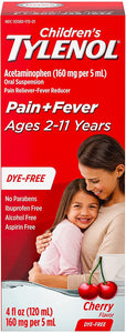 CHILDREN'S TYLENOL AGES 2-11 YEARS DYE-FREE CHERRY 4OZ