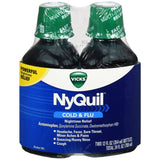 Vick NyQuil Cough Cold and Flu Nighttime Relief, Original Liquid, 2x12 Fl Oz