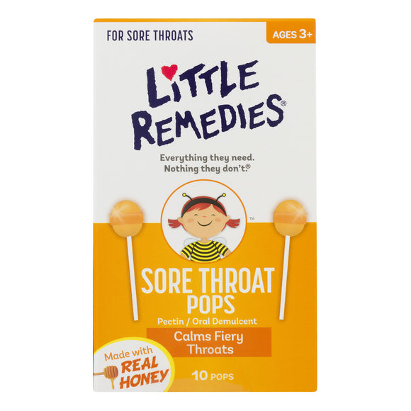 Little Remedies Brand Sore Throat Pops, 10 Pops  止咳棒棒糖 10支装