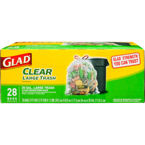 Glad Clear Recycling Large Trash Bags, 30 Gallon, 28 Bags 透明可回收垃圾袋 大号 28只装