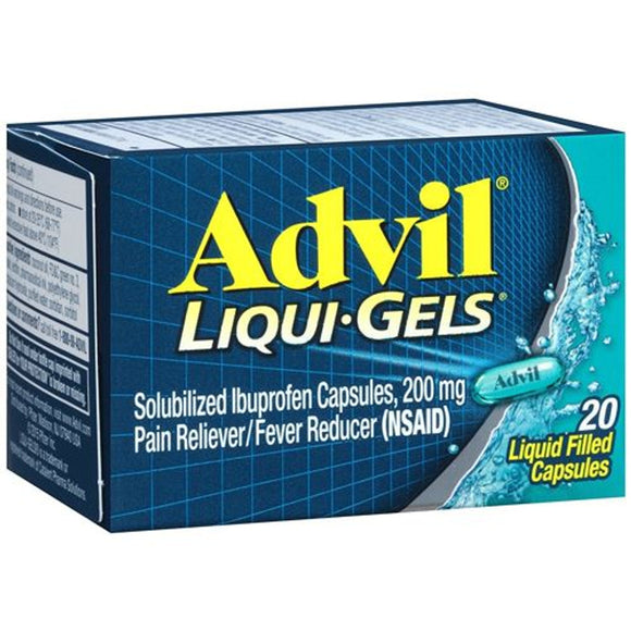 Advil Brand Pain Reliever & Fever Reducer Liqui-Gels, 20 Liquid Filled Capsules  特效止痛退烧液体胶囊 20粒装