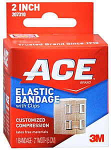ACE Brand 3M Elastic Bandage With Clips, Customized Compression, 2 IN x 51.2 IN, 1 Roll  彈性繃帶, 帶夾子, 可自定壓縮 2英寸