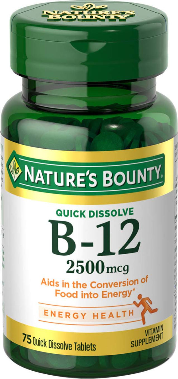 Nature's Bounty Vitamin B-12 2500 mcg Quick Dissolve Tablets - 75 ct