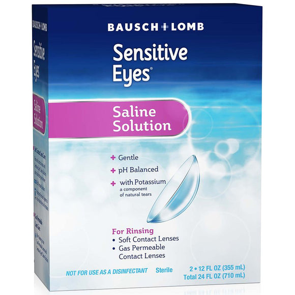 Bausch+Lomb Brand Sensitive Eyes Plus Saline Solution 博士伦隐形眼镜护理液 敏感型- 2pk*24 fl oz (355 ml)
