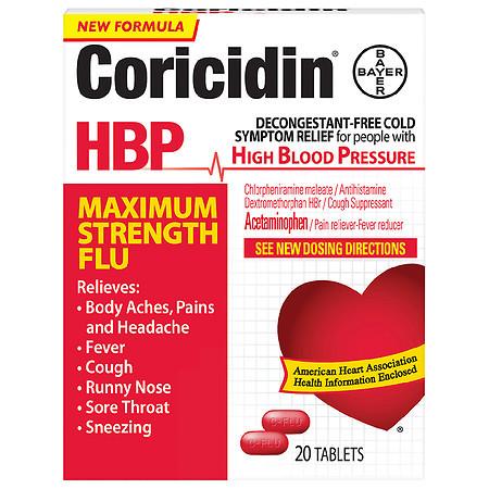 CORICIDIN HBP柯利西锭加强型感冒发烧止痛片20粒（高血压患者专用）
