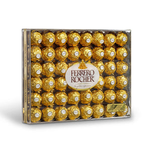 Ferrero Rocher Brand Fine Hazelnut Chocolates, Gift Box 21.2 oz (600g) 48 Count Flat
