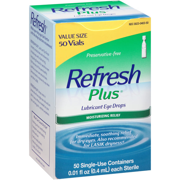 REFRESH PLUS Lubricant Eye Drops 0.01 fl oz* 50 人工润滑泪液 保湿舒缓版 50支分装