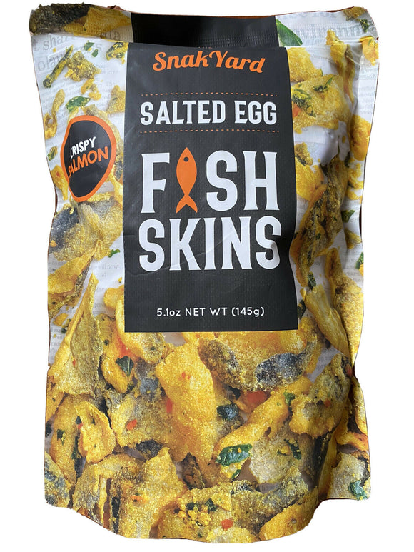 Snak Yard Brand Salted Egg Crispy Salmon Skins 5.1 oz (145g)  鹹蛋脆三文魚皮(鮭魚皮)
