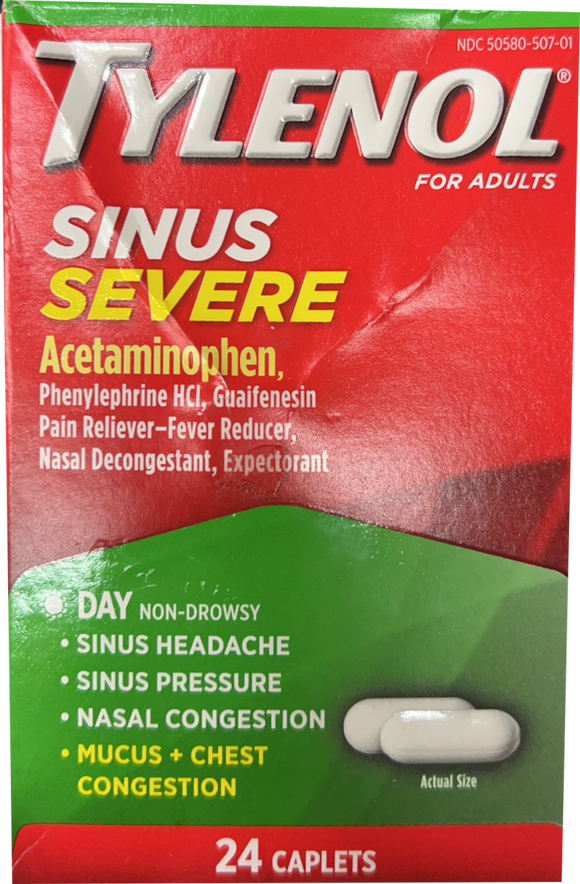 Tylenol Sinus Severe Non-drowsy Pain & Congestion Relief Caplets - Acetaminophen - 24ct