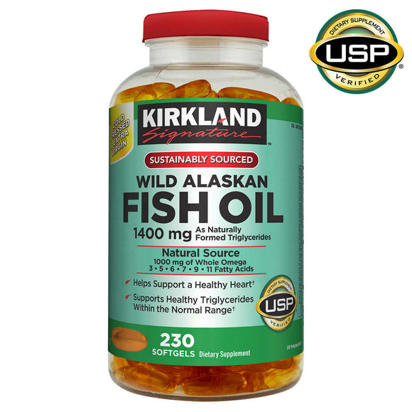 Kirkland Wild Alaskan Fish Oil 1400 mg 230 softgels