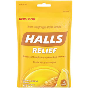 Halls Brand Honey Lemon Cough Drops 40 drops 荷氏润喉糖 蜂蜜柠檬味 40粒