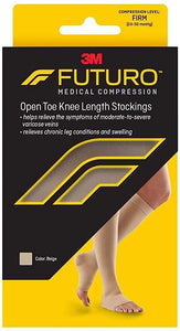 FUTURO Therapeutic Knee Length Stockings Open Toe Firm Small Beige 1 Pair 护乐多 治疗性膝长袜露趾袜 小号 米色 1对