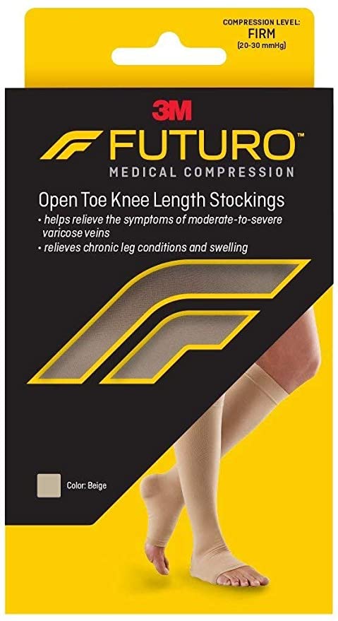 FUTURO Therapeutic Knee Length Stockings Open Toe Firm Small Beige 1 Pair 护乐多 治疗性膝长袜露趾袜 小号 米色 1对