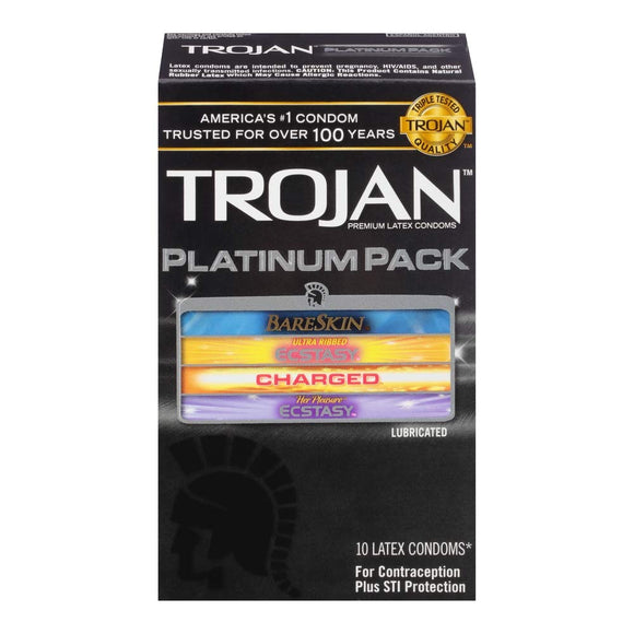 Trojan Brand Platinum Variety Pack Lubricated Condoms - 10 Count  內有四款式潤滑避孕套10片装