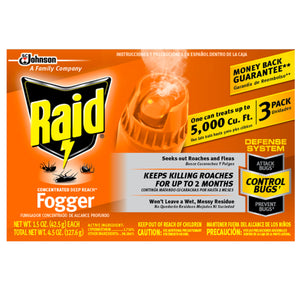 Raid Brand Concentrated Deep Reach Fogger, 1.5 oz, 3 Cans 雷达浓缩杀虫剂*3罐