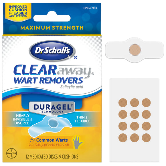 Dr Scholl's Clear Away Brand Duragel Technology, Wart Remover, 12 Count  清除疣去除貼 12片装