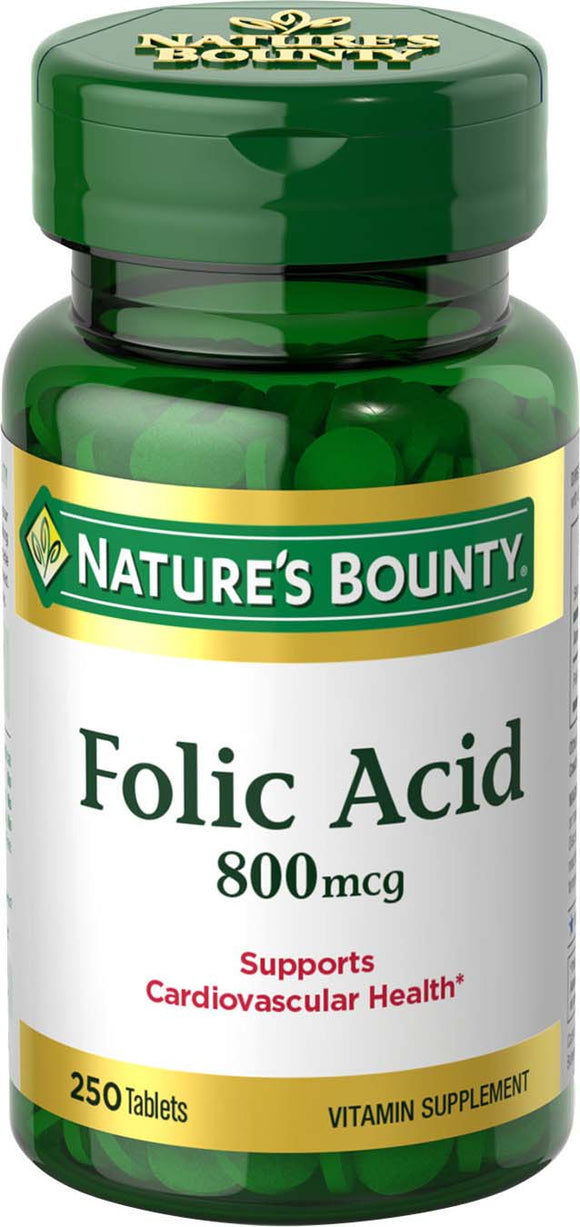 Nature's Bounty® Folic Acid 800 mcg, 250 Tablets 叶酸 800 mcg 250粒