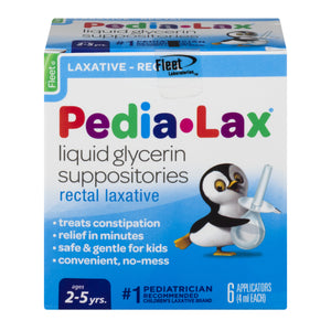 Pedia-Lax Laxative Liquid Glycerin Suppositories for Kids - Ages 2-5 - 6ct