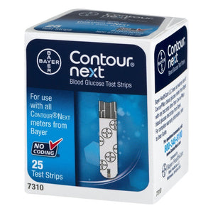 Blood Glucose Test Strips Contour Next 25ct No Coding