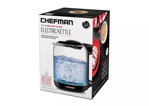 Chefman Brand 1.7L Glass Electric Kettle - Clear (RJ11-17-GOPP)