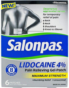 SALONPAS PAIN RELIEF GEL PATCH WITH LIDOCAINE 6 CT