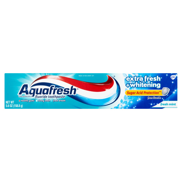 Aquafresh Brand Extra Fresh Plus Whitening Fluoride Toothpaste for Cavity Protection Fresh Mint 5.6 oz (158.8g)  美白氟化物牙膏 薄荷味