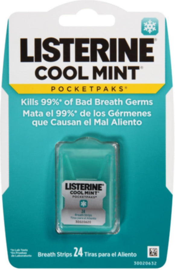 Listerine Brand Pocket Paks Cool Mint 24 Each  李斯特林 超薄荷口腔含片 24片装