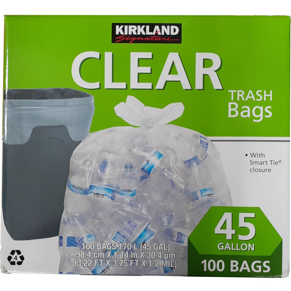 CLEAR TRASH BAGS 45 GAL 100 BAGS