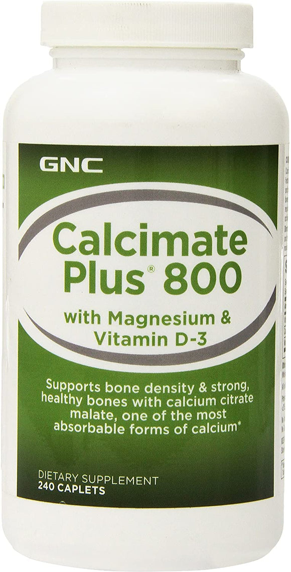 GNC Brand Calcimate Plus 800 with Magnesium & Vitamin D-3, 240 Caplets  钙片 含镁和维生素D-3 胶囊 240粒装