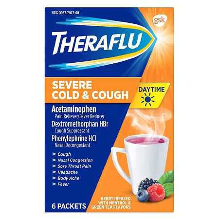 Theraflu Daytime Severe Cold & Cough Medicine, Berry - 6 ct