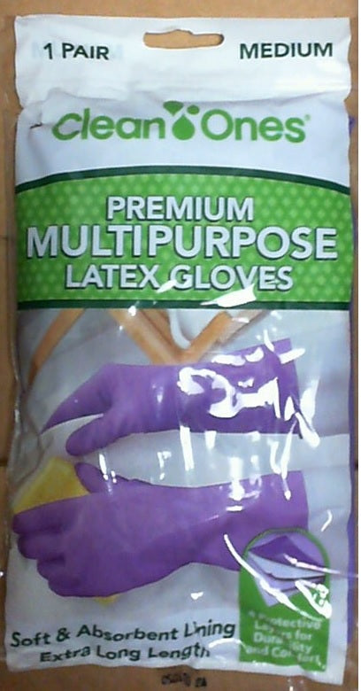 Clean Ones Brand (1 Pair) Premium Multi Purpose Latex Gloves (MEDIUM)